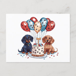 Carte Postale Chiens teckel d'anniversaire