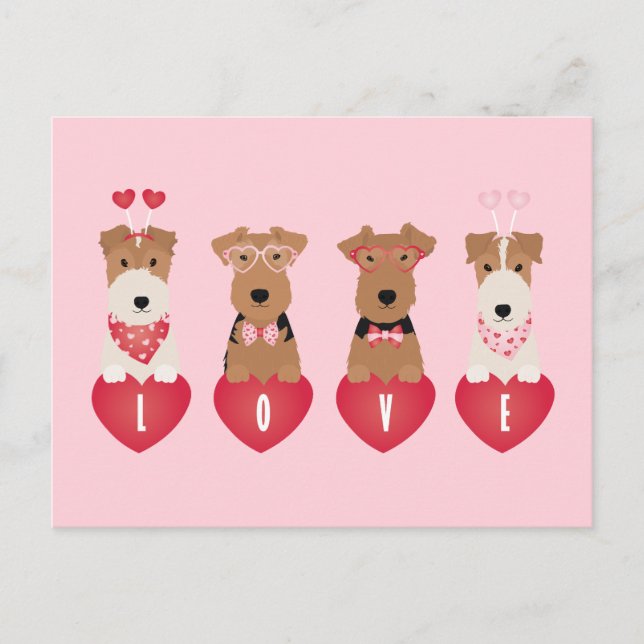 Carte Postale Chiens Terrier de Valentine Welsh Wire Fox (Devant)