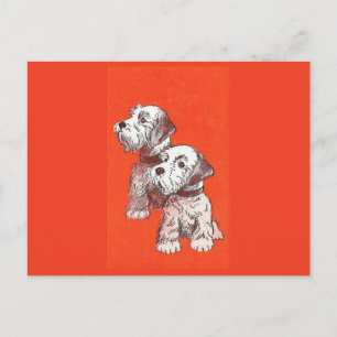 Carte Postale Chiens Terrier Rétro Vintage Charmant Illustration