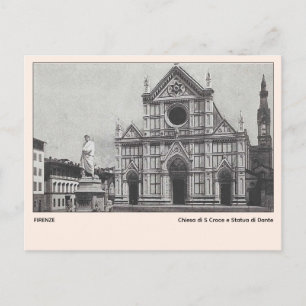 Carte Postale Chiesa di S Croce e Statua di Dante Florence