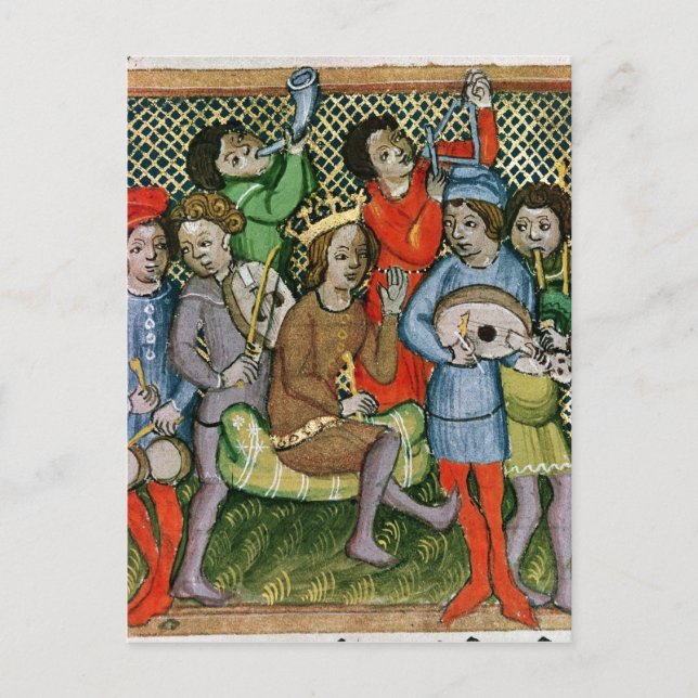 Carte Postale Chiffre couronné posé entouré par des musiciens (Devant)