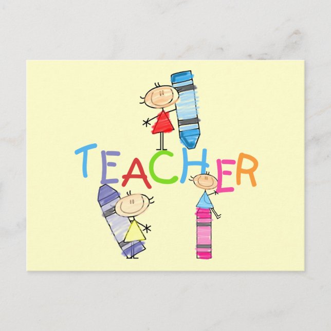 Carte Postale Chiffres Crayons Teacher Tshirts and Cadeaux (Devant)