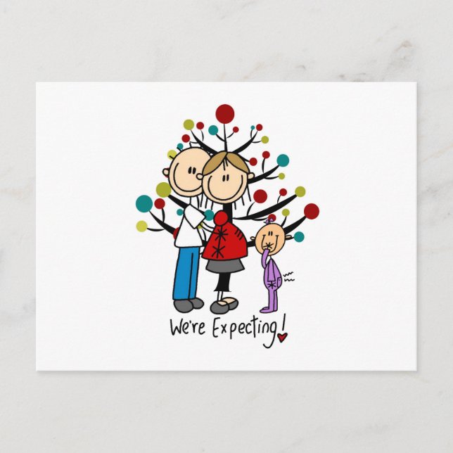 Carte Postale Chiffres de bâton Fille des parents attendus (Devant)