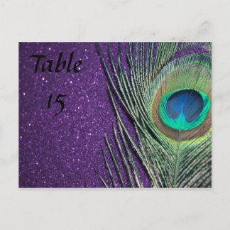 Carte Postale Chiffres du Mariage Peacock violet et noir
