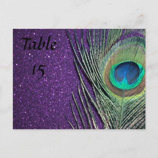 Carte Postale Chiffres du Mariage Peacock violet et noir (Devant)