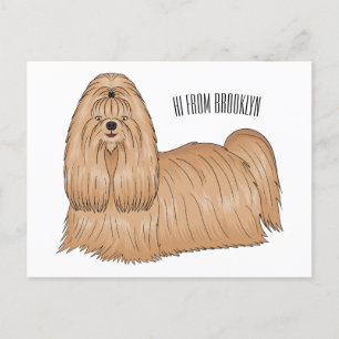 Carte Postale Chih tzu long cheveux dessin de chien