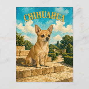Carte Postale Chihuahua, Art Chien à l'aquarelle vintage