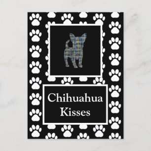 Carte Postale Chihuahua Chien Baisant Silhouette dans la grille