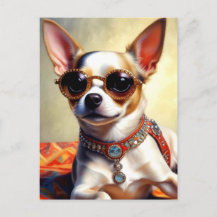 Carte Postale Chihuahua Chien cool portant des lunettes de solei