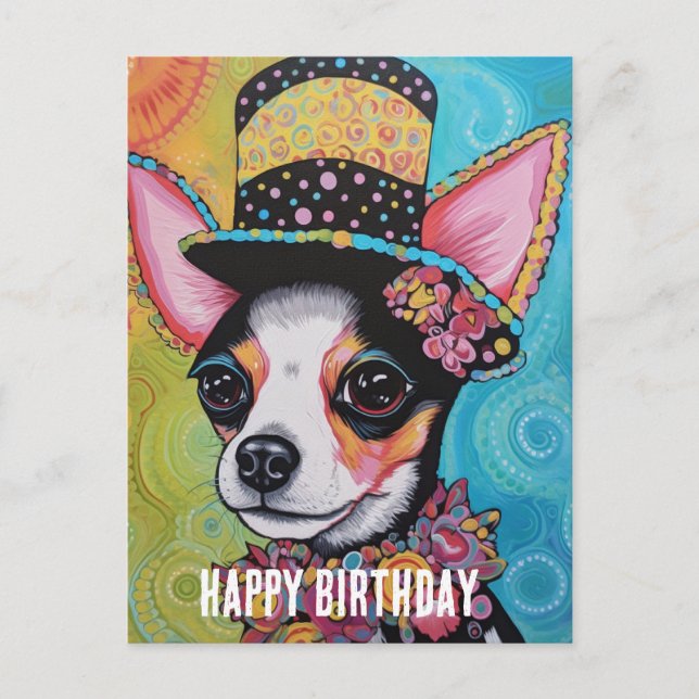 Carte Postale Chihuahua chien média mixte Anniversaire Collage (Devant)