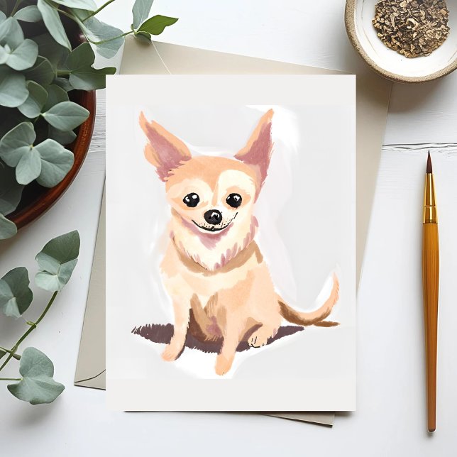 Carte Postale Chihuahua Chig | Aquarelle de chien mignon chien a (Créateur téléchargé)