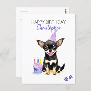 Carte Postale Chihuahua Chig Personnalisé Joyeux anniversaire