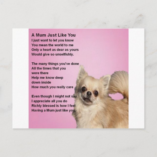 Carte Postale Chihuahua Design - Mum Poem (Devant)