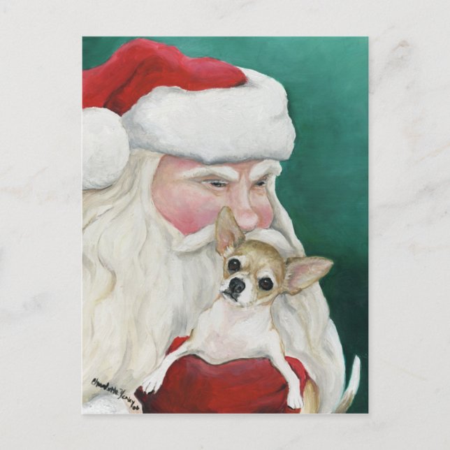 Carte postale Chihuahua et Père Noël (Devant)