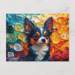 Carte Postale Chihuahua Papier Quitter Art Chien Portrait