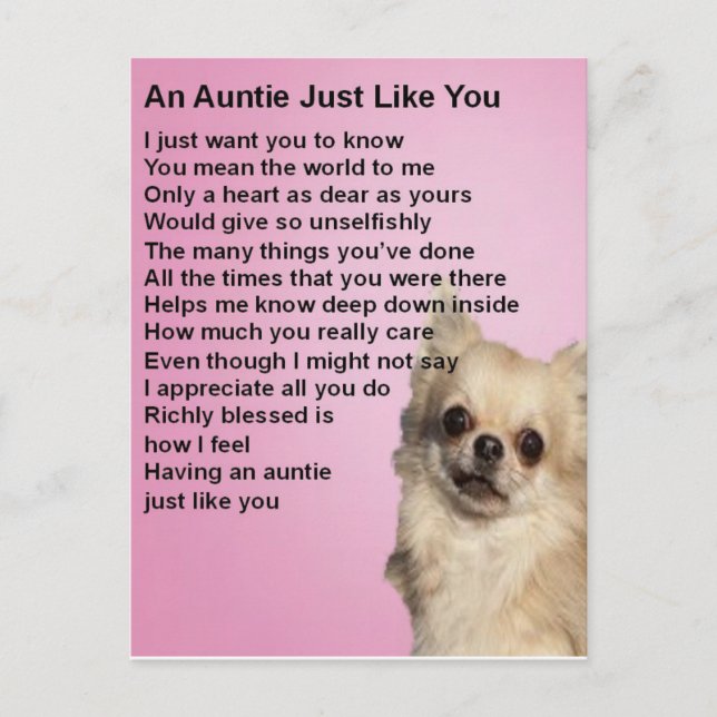 Carte Postale Chihuahua Tante Poem (Devant)