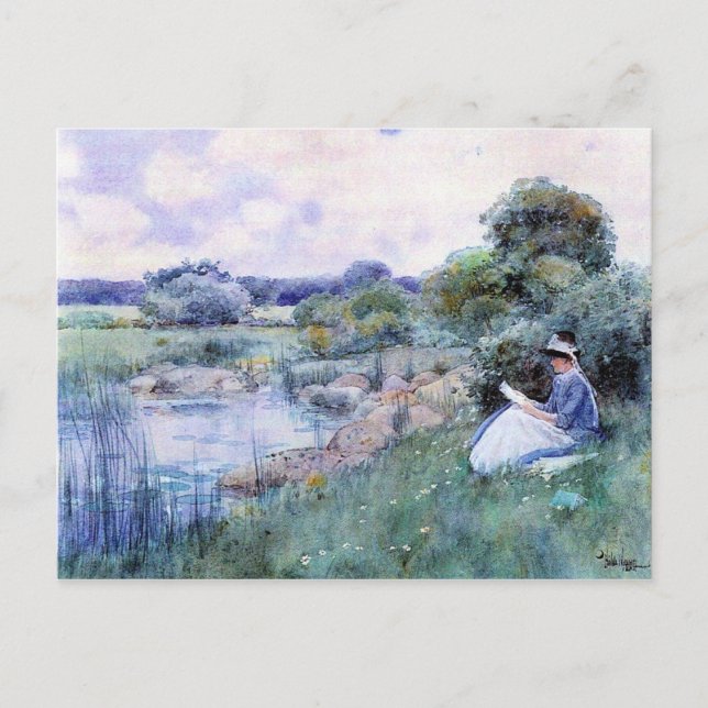 Carte Postale Childe Hassam - Une femme en train de lire (Devant)