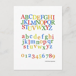 Carte Postale Children's Colorful Alphabet Upper + Lower Case
