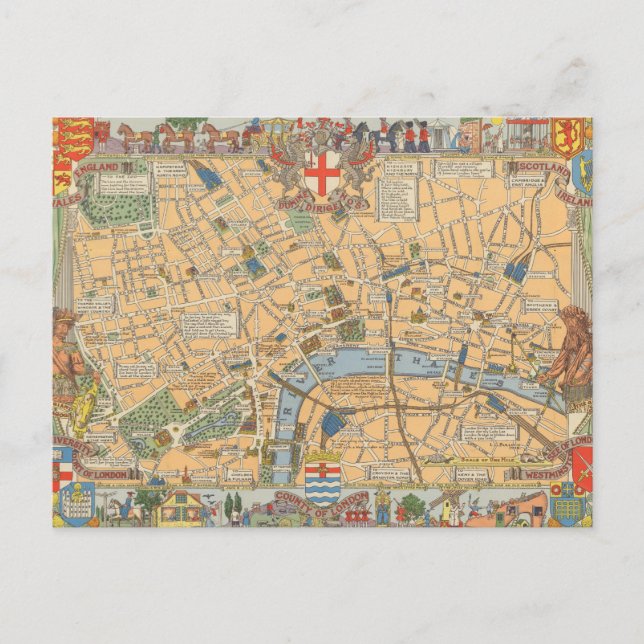 Carte Postale Children's Map of London, Angleterre (Devant)