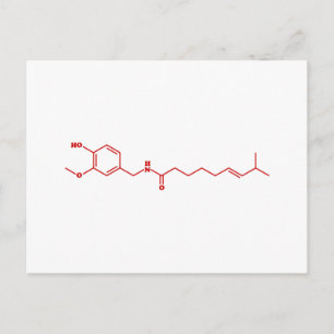 Carte Postale Chili Capsaicin Formule chimique moléculaire