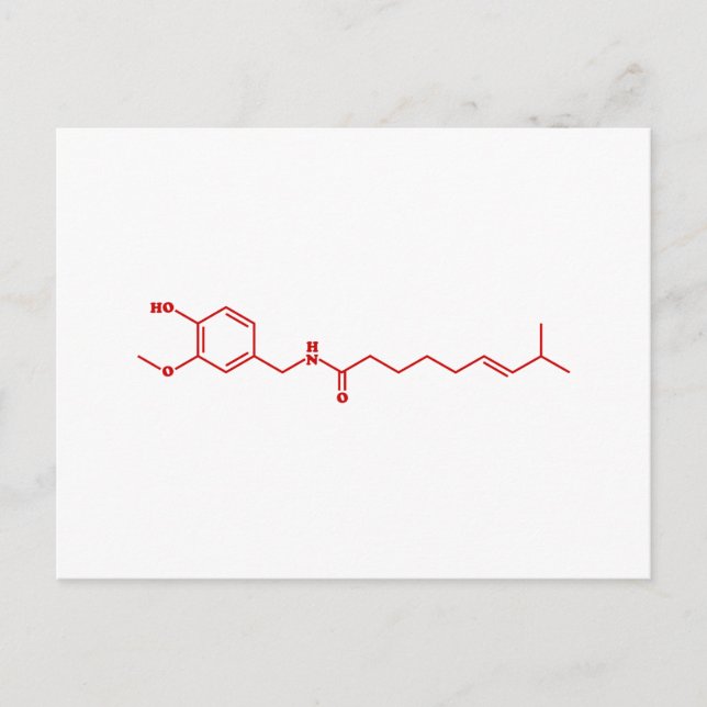 Carte Postale Chili Capsaicin Formule chimique moléculaire (Devant)