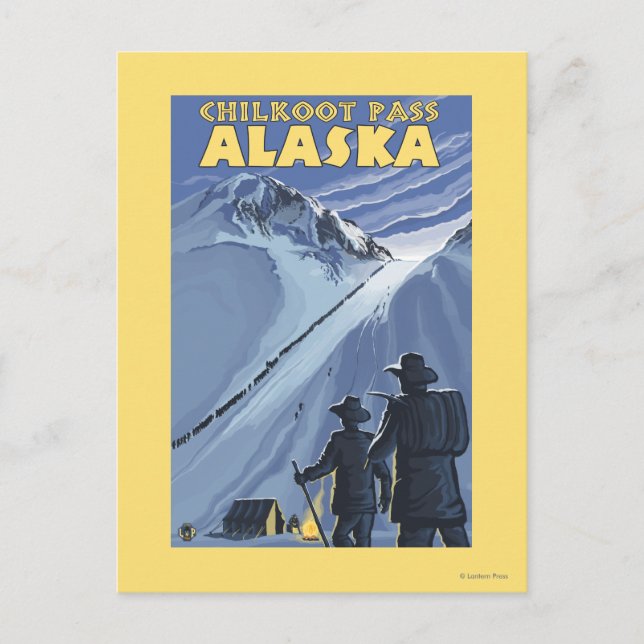 Carte Postale Chilkoot Pass, Alaska Gold Miners (Devant)