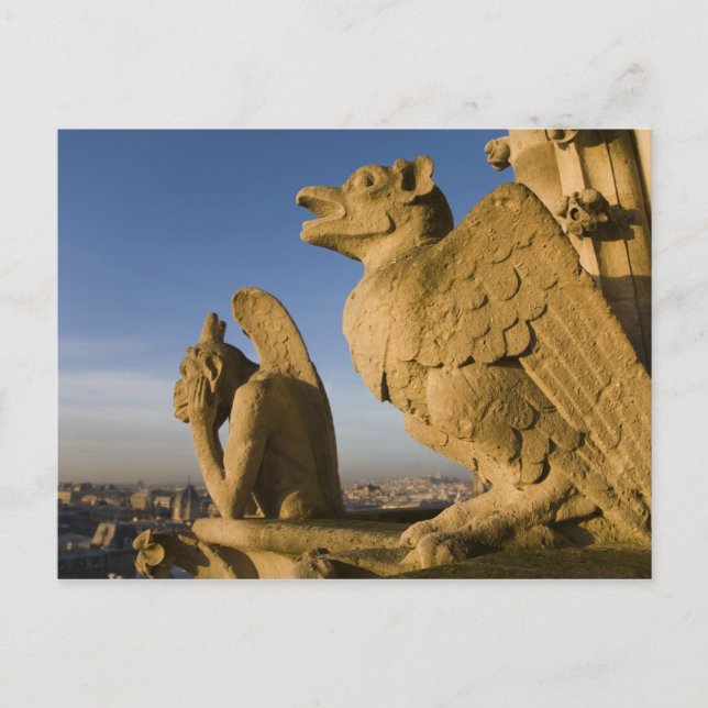 Carte Postale Chimera sur la façade de la cathédrale Notre-Dame, (Devant)