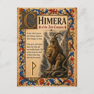 Carte Postale Chimère, Art du Bestiaire Médiéval