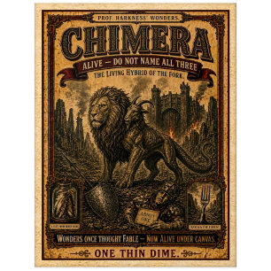 Carte Postale Chimère, Monstre de Cirque Vintage