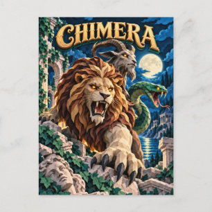 Carte Postale Chimère, Monstre en Papier Découpé