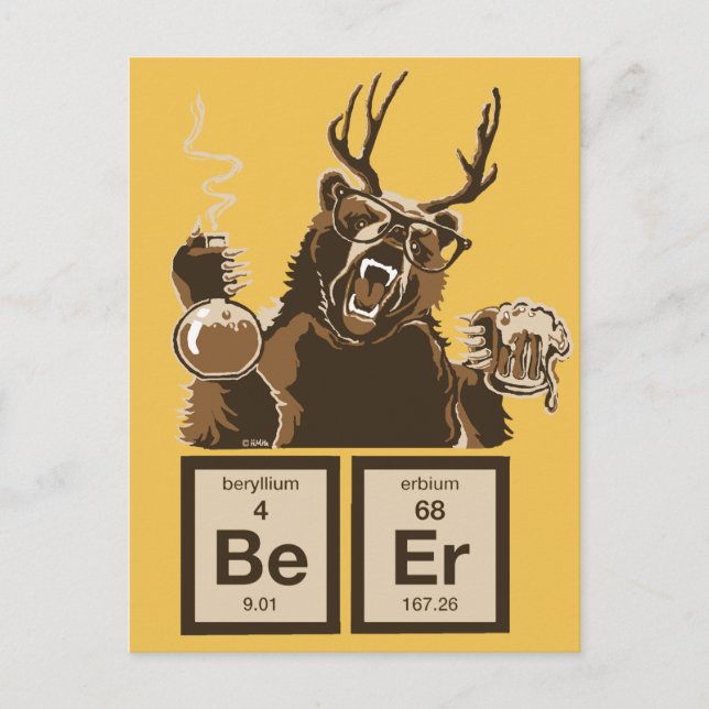 Carte Postale Chimie bière découverte par l'ours (Devant)