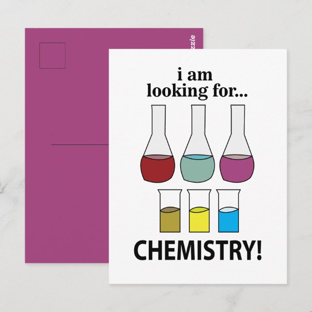 Carte Postale Chimie Drôle Je Cherche Chimie (Devant / Derrière)
