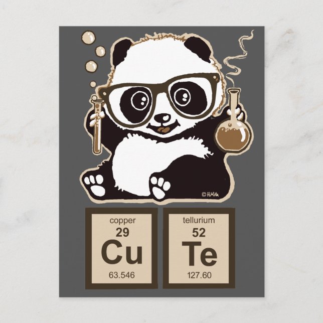 Carte Postale Chimie panda découvert mignon (Devant)