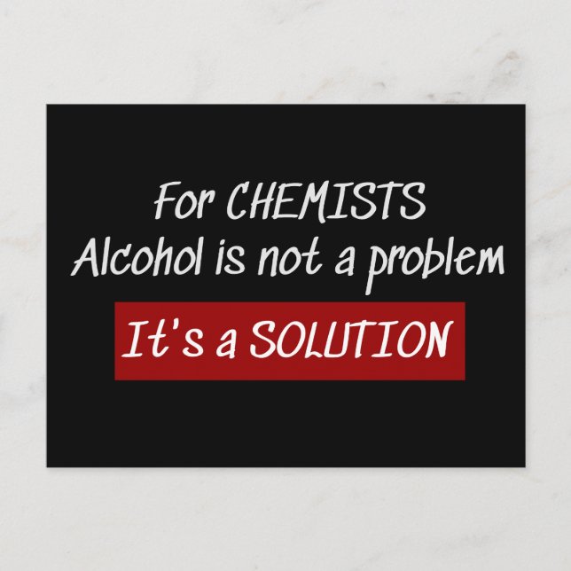 Carte Postale Chimistes Alcool Solution Chimie Plaisanterie (Devant)