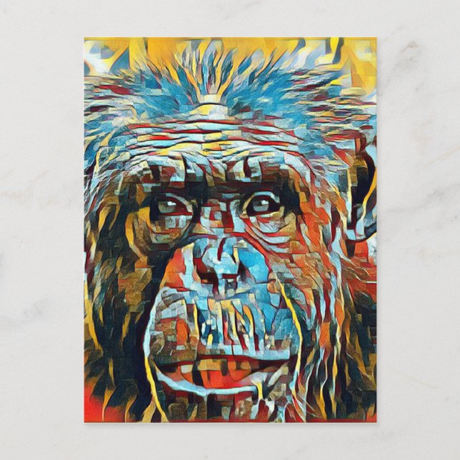 Carte Postale Chimp Chimpanzee Pop Art Digital Photograph (Devant)