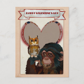Carte Postale CHIMP & OWL VALENTINE