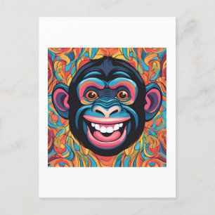 Carte Postale Chimpanzé fou mignon