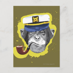 Carte Postale Chimpanzé Fumer Pipe
