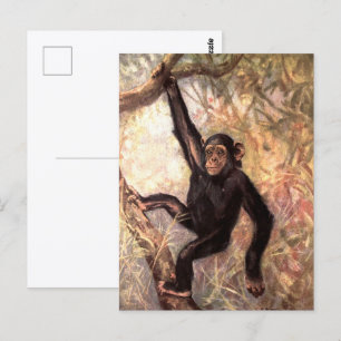 Carte Postale Chimpanzé par CE Swan, Animaux sauvages de la jung
