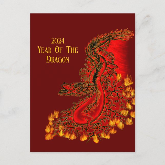 Carte Postale Chine Dragon, 2024 Année Du Dragon (Devant)