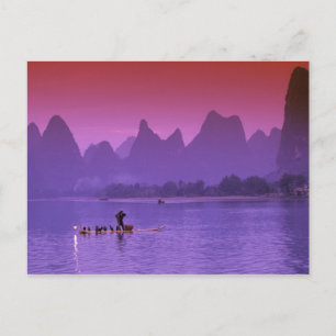 Carte Postale Chine, Guanxi. Rivière Li cormoran unique