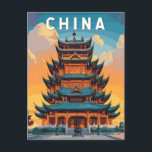 Carte Postale Chine Illustration Voyage Art Vintage<br><div class="desc">Création d'oeuvres vectorielles en Chine. Des sites emblématiques comme la Grande Muraille et la Cité interdite aux merveilles naturelles de Zhangjiajie et Guilin,  la Chine invitation les voyageurs à explorer son histoire profonde,  ses traditions vibrantes et ses aventures sans fin.</div>