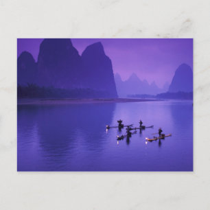 Carte Postale Chine, rivière Li. Pêcheurs au cormoran.