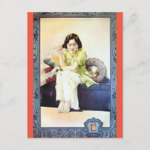 Carte Postale Chine vintage Cigarette et Retro modèle de beaut