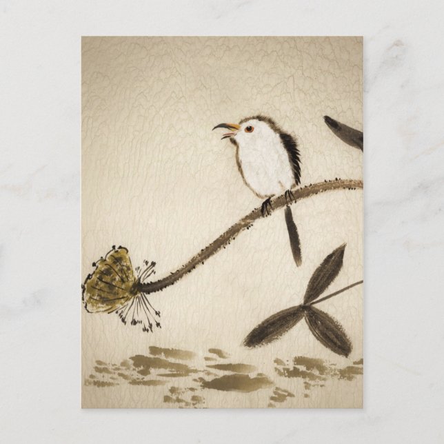 Carte Postale Chinese traditional ink painting with birds (Devant)