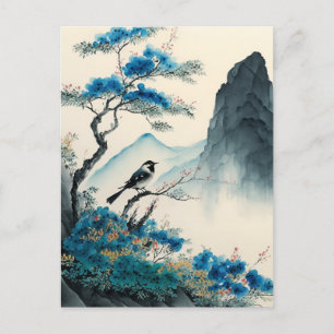 Carte Postale Chinois aquarelle paysage de peinture à la brosse