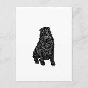 Carte Postale Chinois Shar Pei - noir