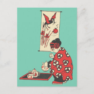 Carte postale chinoise avec illustration de thé