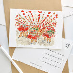 Carte postale chinoise Lion Dance Watercolor<br><div class="desc">Une carte postale magnifiquement peinte en aquarelle avec la danse du lion chinois,  célébrant la joie et le bonheur.</div>