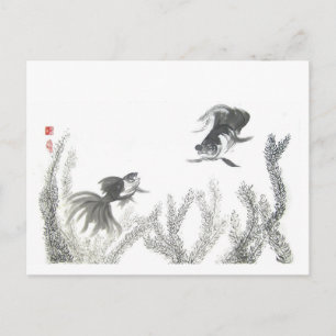 Carte postale chinoise Lucky Goldfish